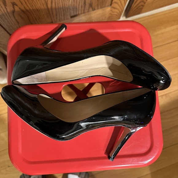 Ann Taylor Patent Leather Black High Heels Size 9 1/2 M Preowned Pumps Round Toe - Picture 7 of 14